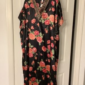 Winlar OS Stunning Rose Neck Lined Kaftan House Dress Robe Beautiful